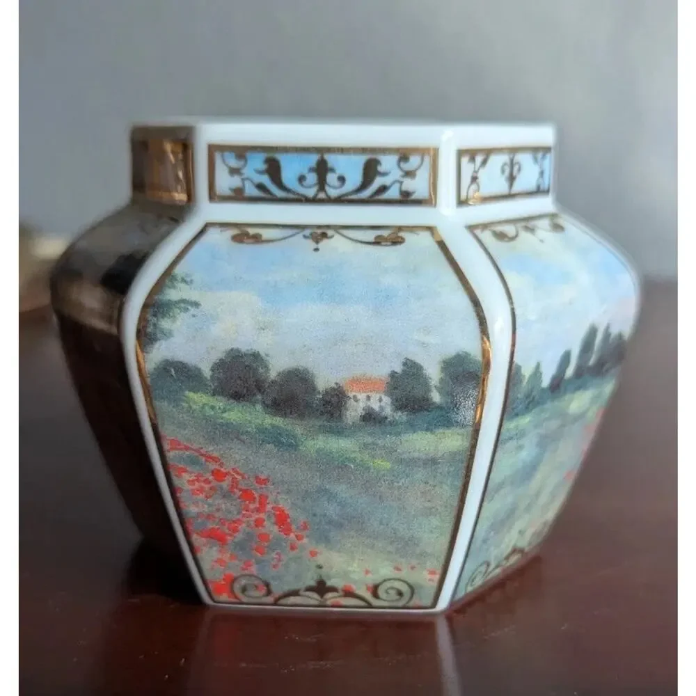 Vtg Goebel Artis Orbis Claude Monet Poppy Field Mini Vase Porcelain Germany